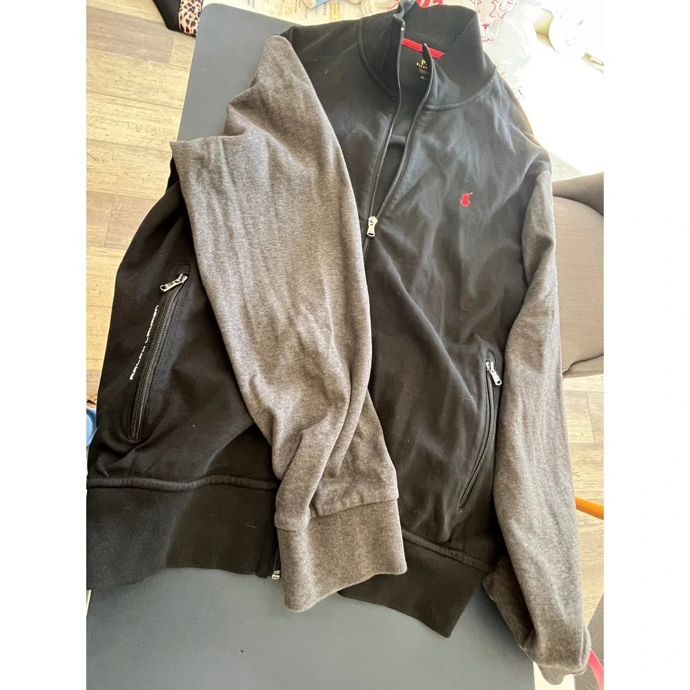 Polo Ralph Lauren Performance Track Jacket Full‎ Zip Black Red Pony Mens XL